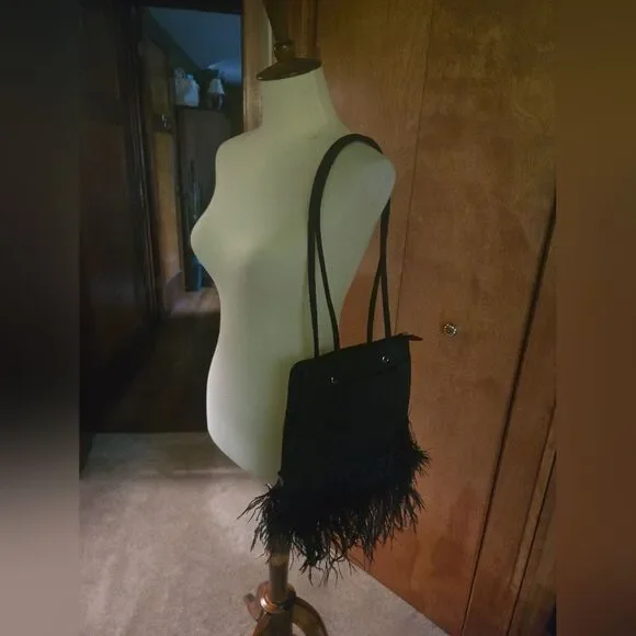 Ostrich Feather Trim Shoulder Bag - Picture 9 of 9